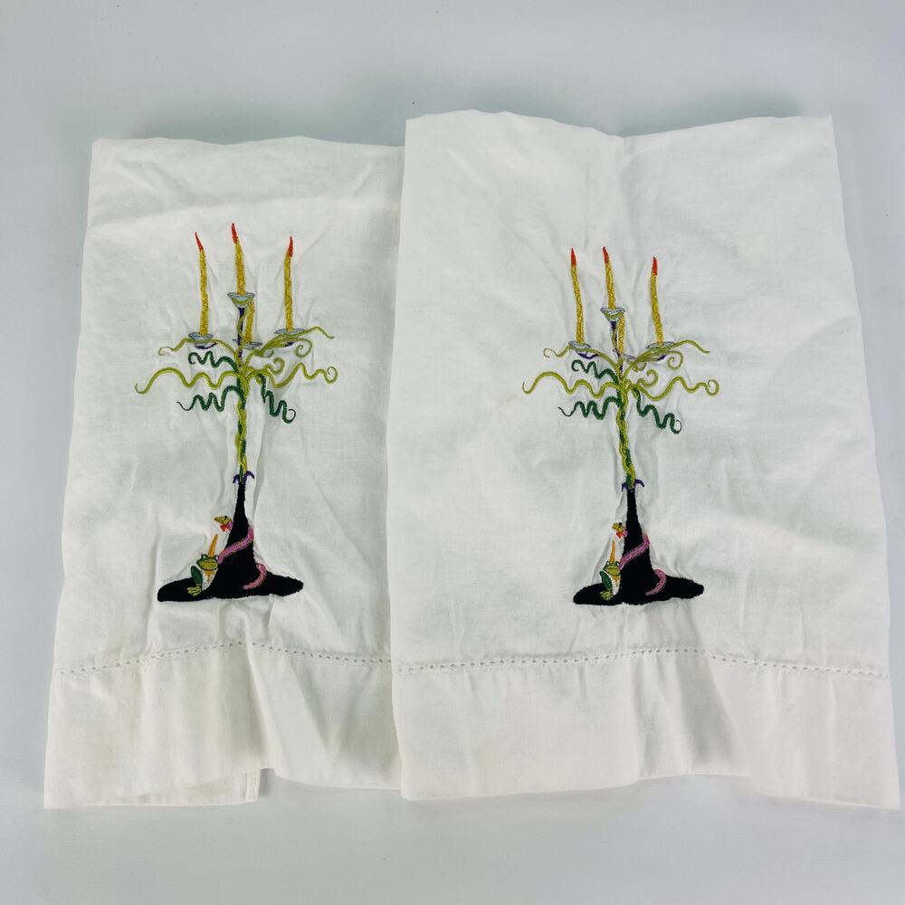Halloween Witches Hat Candelabra Linens; Set of 2